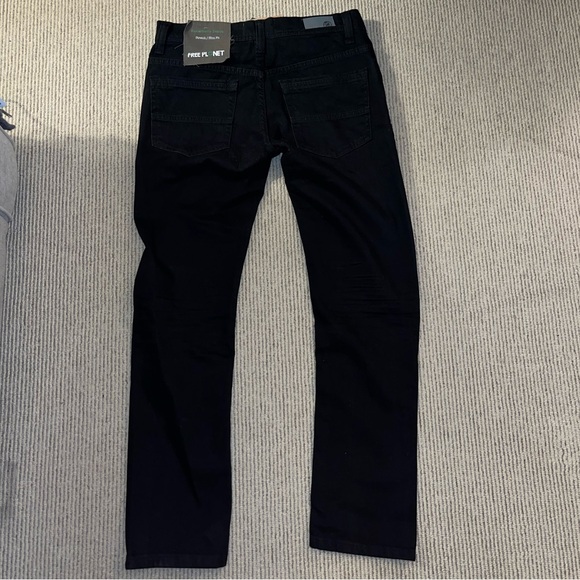 Free Planet Men’s Black Stretch Slim Jeans 30/30 - Picture 3 of 4